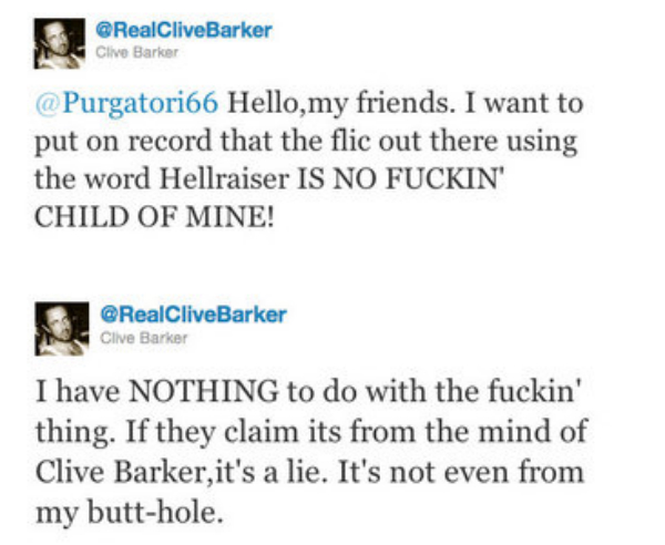 Clive Barker Tweets